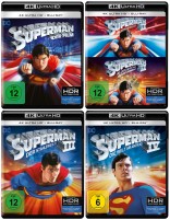 Superman 1-4 im Set - 4K Ultra HD Blu-ray + Blu-ray / Der Film + Allein gegen alle + Der stählerne Blitz + Die Welt am Abgrund (4K Ultra HD) 