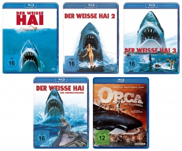 5-Filmklassiker-Kollektion im Set: Der weisse Hai 1-4 + Orca der Killerwal (Blu-ray)