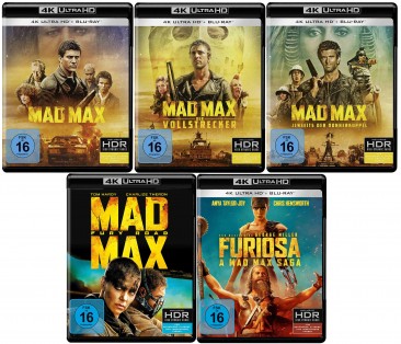 Mad Max 1+2+3+4+5 im Set ( Mad Max, Der Vollstrecker, Jenseits der Donnerkuppel, Fury Road, Furiosa) - 4K Ultra HD Blu-ray + Blu-ray (4K Ultra HD)